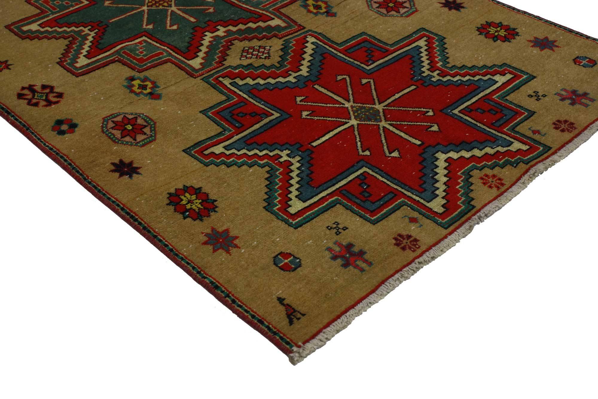 Hand-Knotted Vintage Turkish Oushak Rug, Tribal Rug for Kitchen, Bath, Foyer or Entryway For Sale