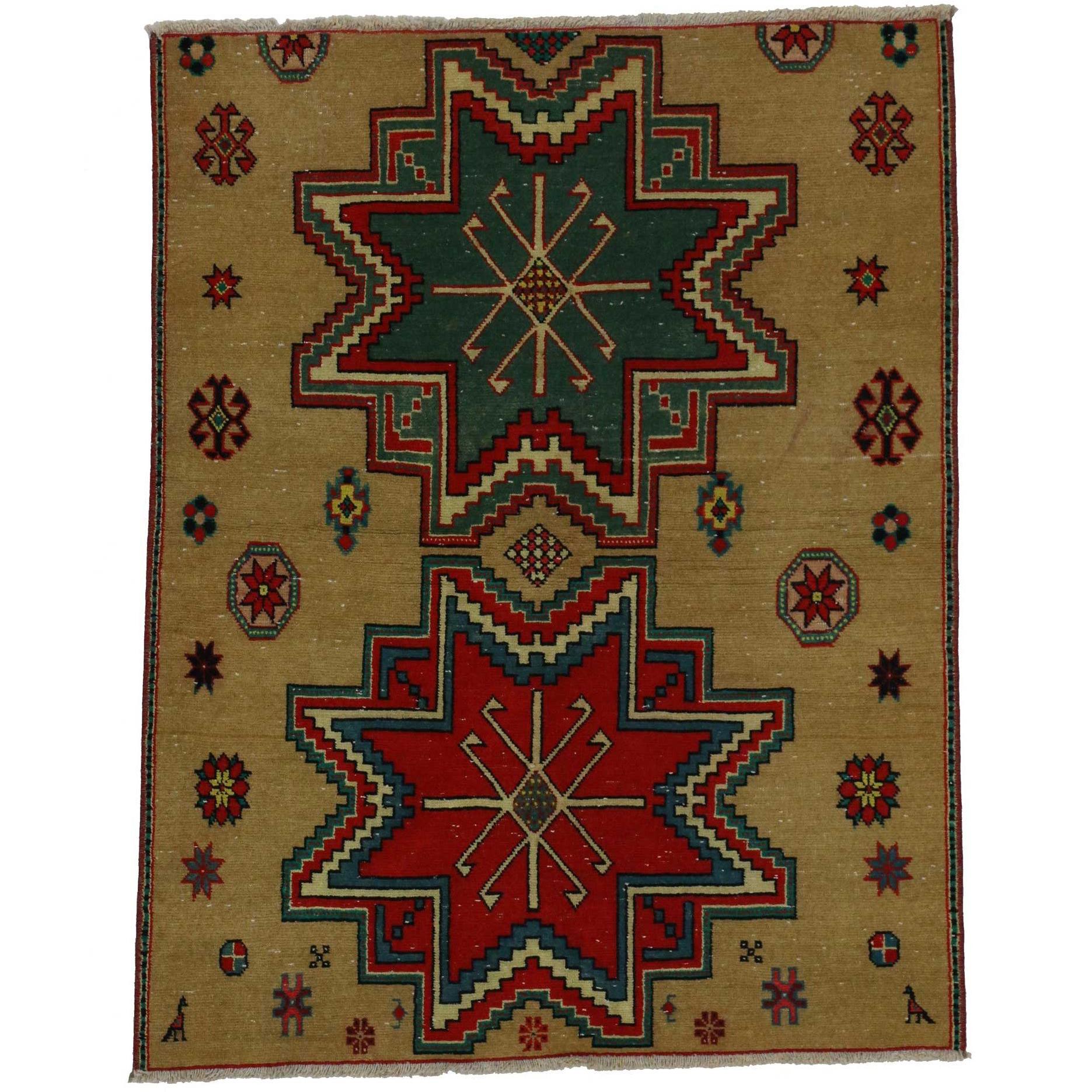Vintage Turkish Oushak Rug, Tribal Rug for Kitchen, Bath, Foyer or Entryway For Sale