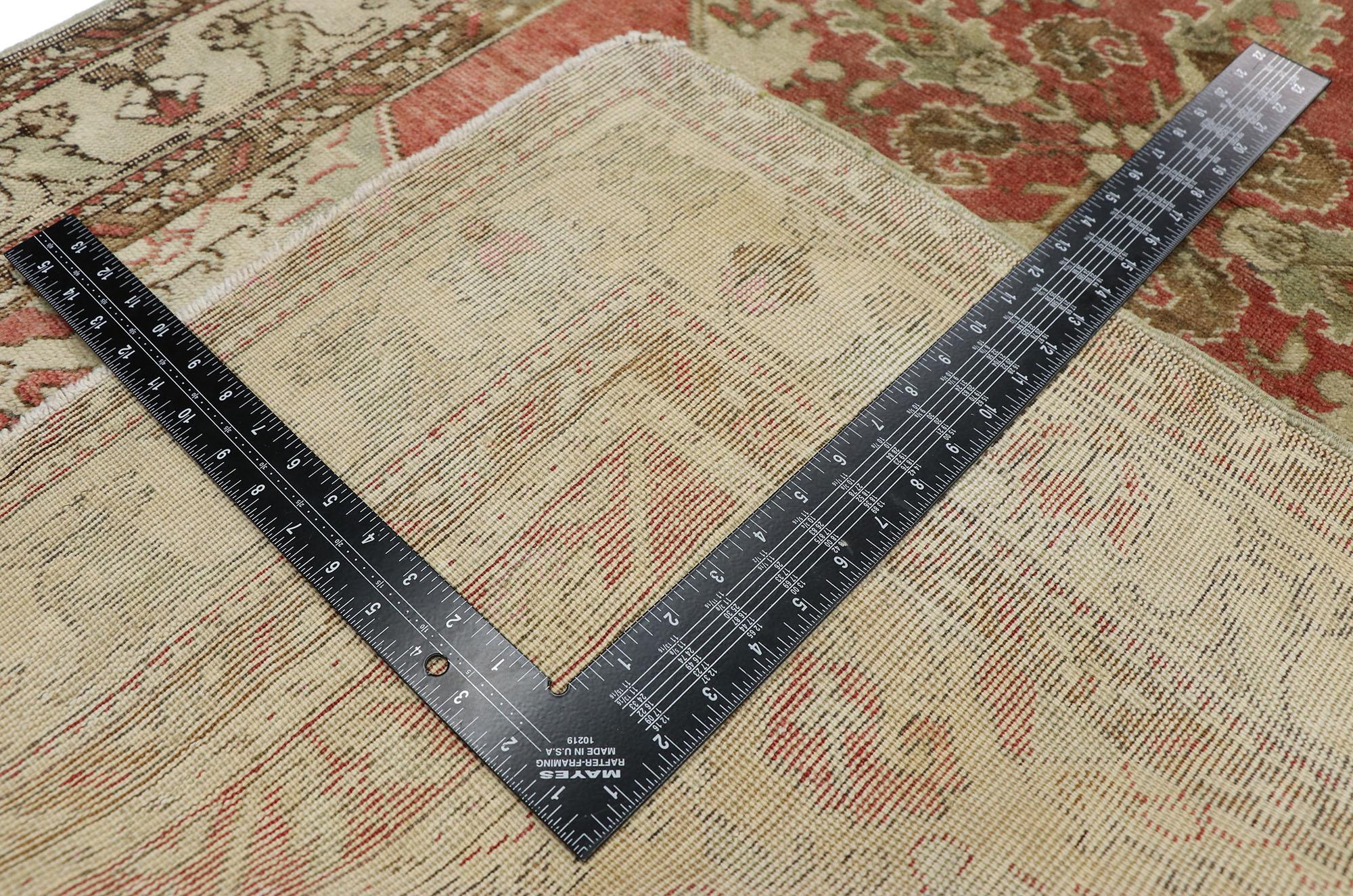 20th Century Vintage Turkish Oushak Rug with a Rustic Arts & Crafts Traditional Style For Sale