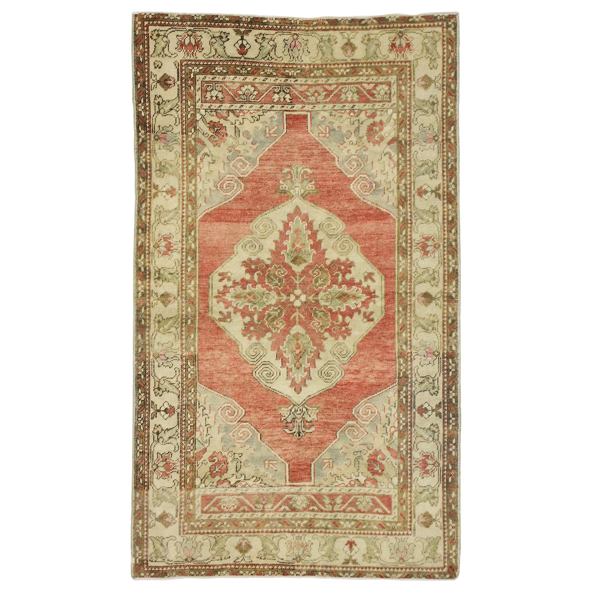 Vintage Turkish Oushak Rug with a Rustic Arts & Crafts Traditional Style