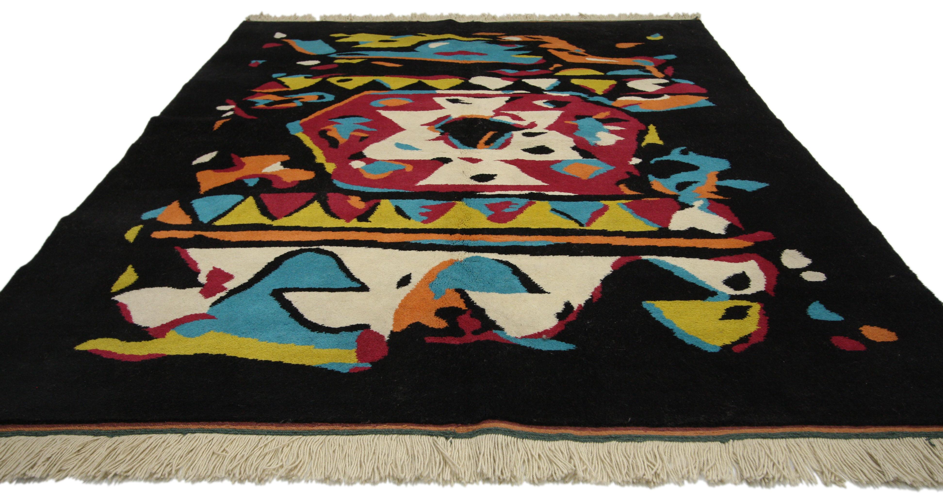 20th Century Vintage Turkish Oushak Rug with Abstract Expressionist Postmodern Style For Sale