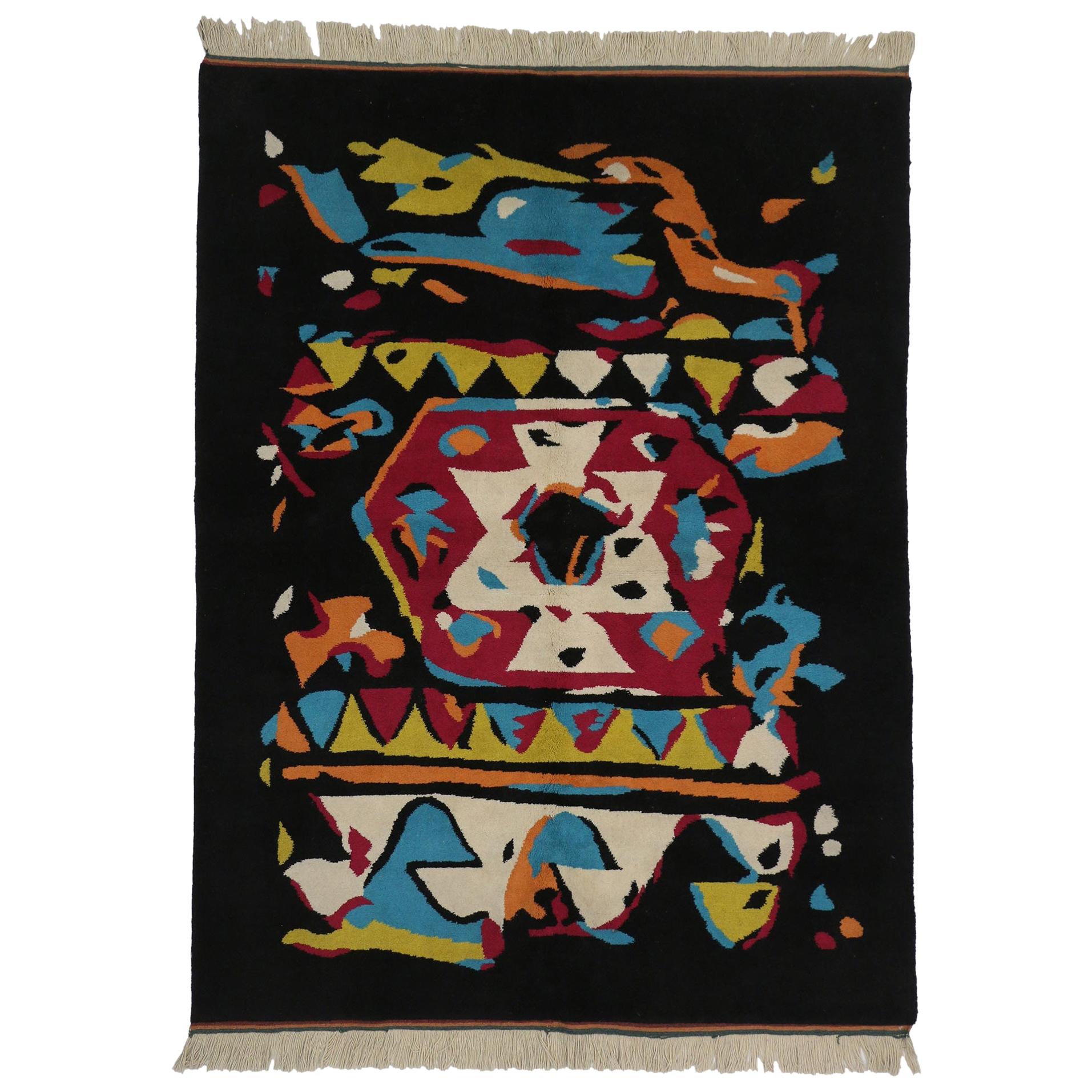 Vintage Turkish Oushak Rug with Abstract Expressionist Postmodern Style For Sale