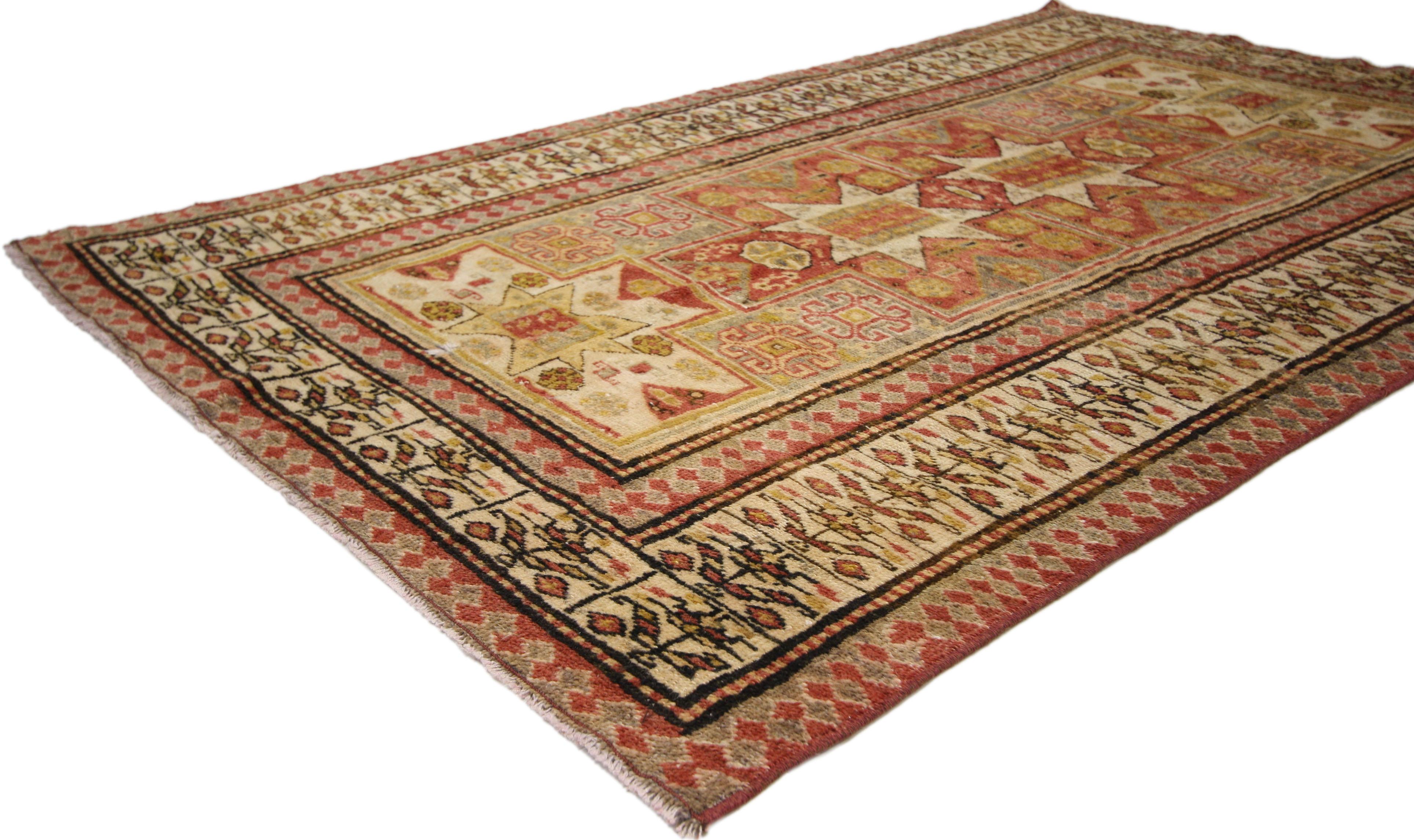 Tribal Vintage Turkish Oushak Rug with Aesthetic Movement Style For Sale