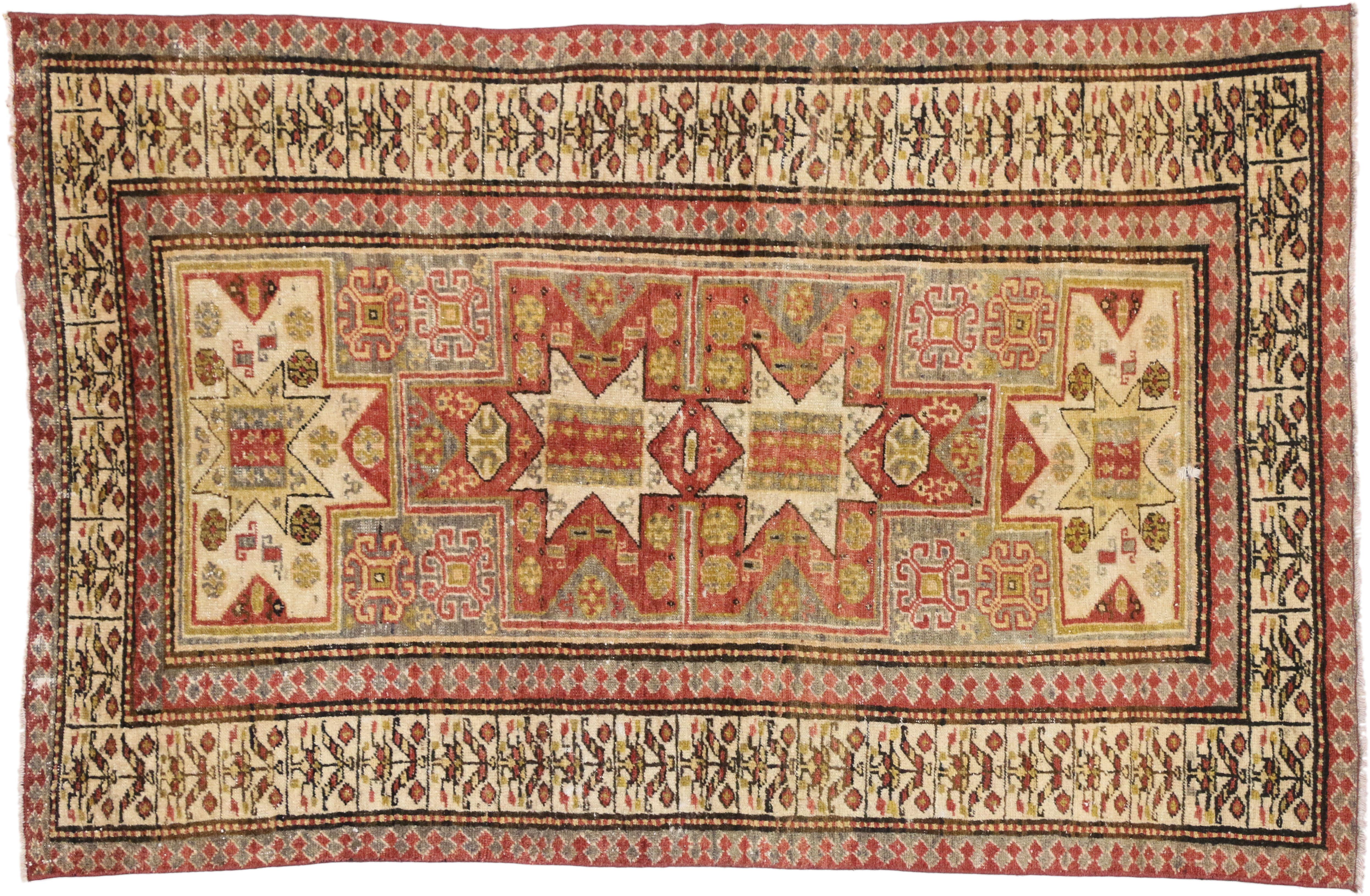 20th Century Vintage Turkish Oushak Rug with Aesthetic Movement Style For Sale