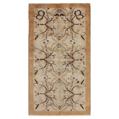Alfombra Oushak turca vintage con diseño floral integral - 3′3″ × 6′3″