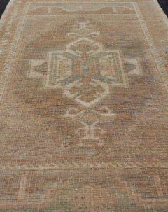 Vintage Turkish Oushak Rug with All-Over Sub-Geometric Medallion Design