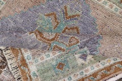 Vintage Turkish Oushak Rug with All-Over Sub-Geometric Medallion Design