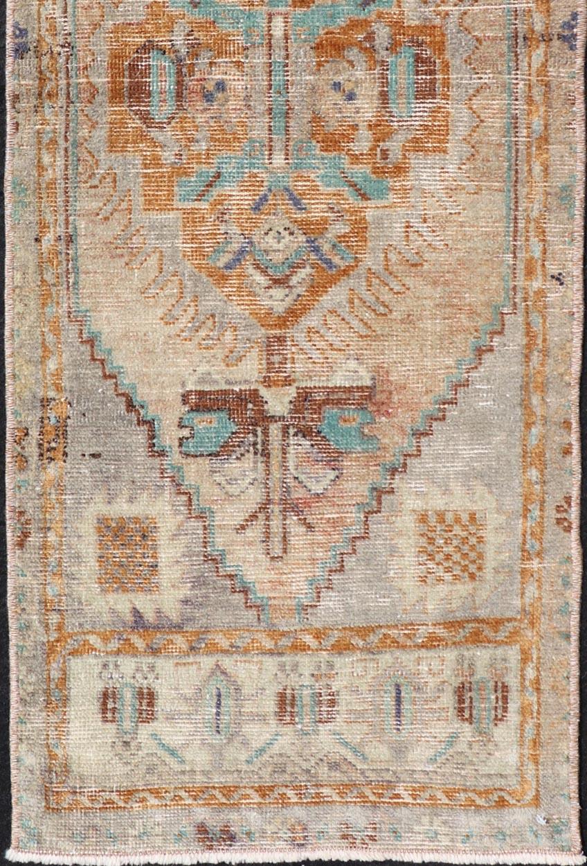 20th Century Vintage Turkish Oushak Rug with All-Over Sub-Geometric Medallion Design  For Sale