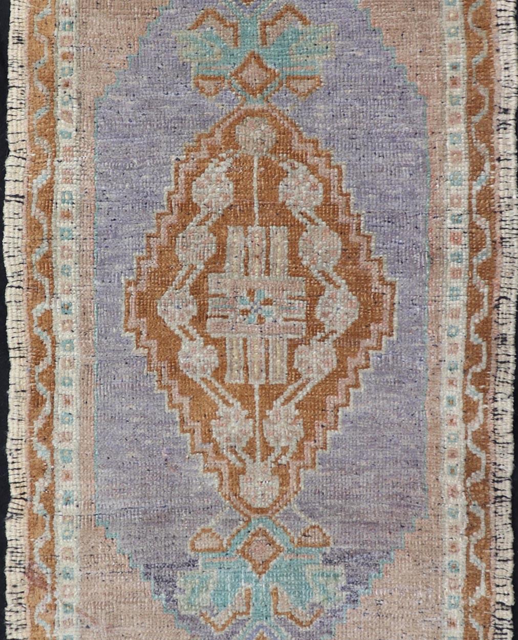 20th Century Vintage Turkish Oushak Rug with All-Over Sub-Geometric Medallion Design For Sale