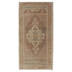 Vintage Turkish Oushak Rug with All-Over Sub-Geometric Medallion Design