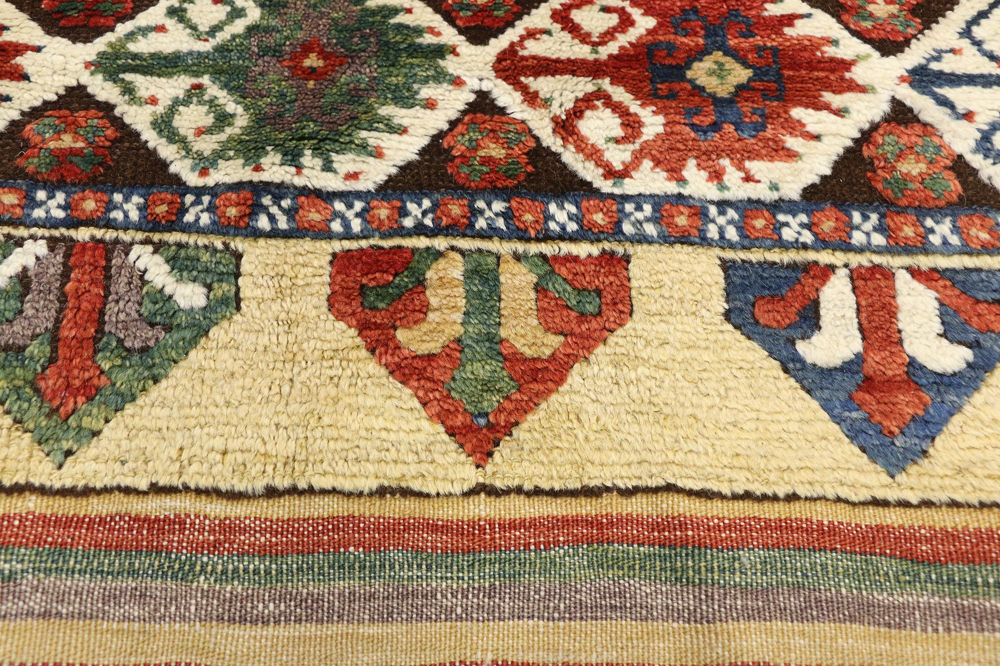 Türkischer Oushak-Teppich im Vintage-Stil der amerikanischen Handwerkskunst im Stammesstil im Zustand „Gut“ im Angebot in Dallas, TX
