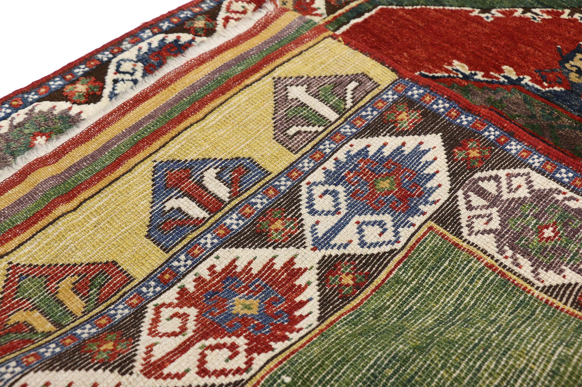 Türkischer Oushak-Teppich im Vintage-Stil der amerikanischen Handwerkskunst im Stammesstil (20. Jahrhundert) im Angebot