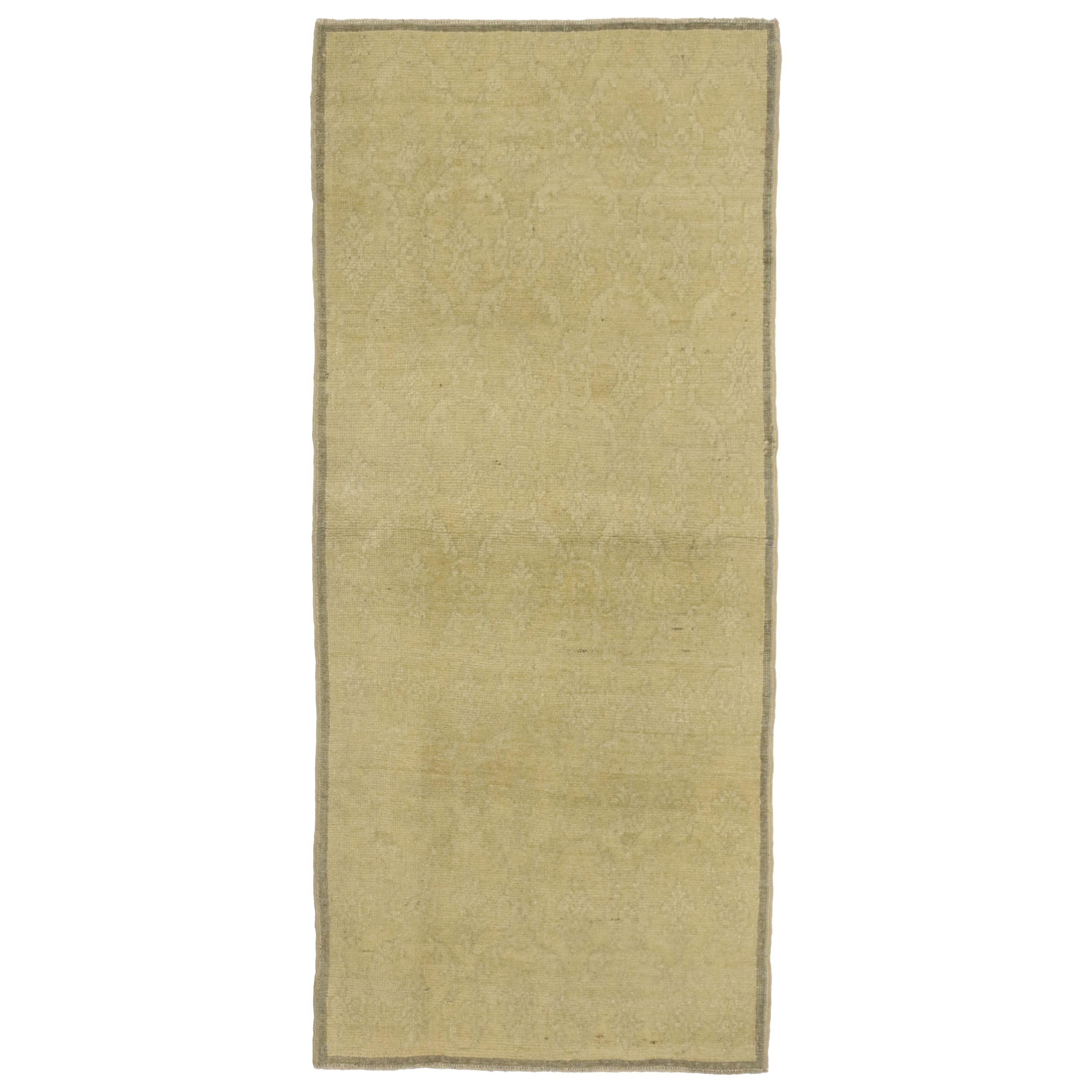 Tappeto vintage turco Oushak con stile Amish Shaker Style, corridoio breve