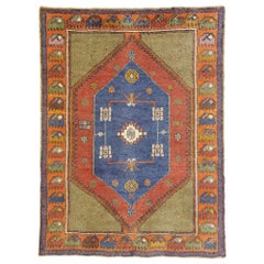 Vintage Turkish Oushak Rug with Art Deco Style and Tribal Vibes