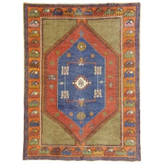 Vintage Turkish Oushak Rug with Art Deco Style and Tribal Vibes