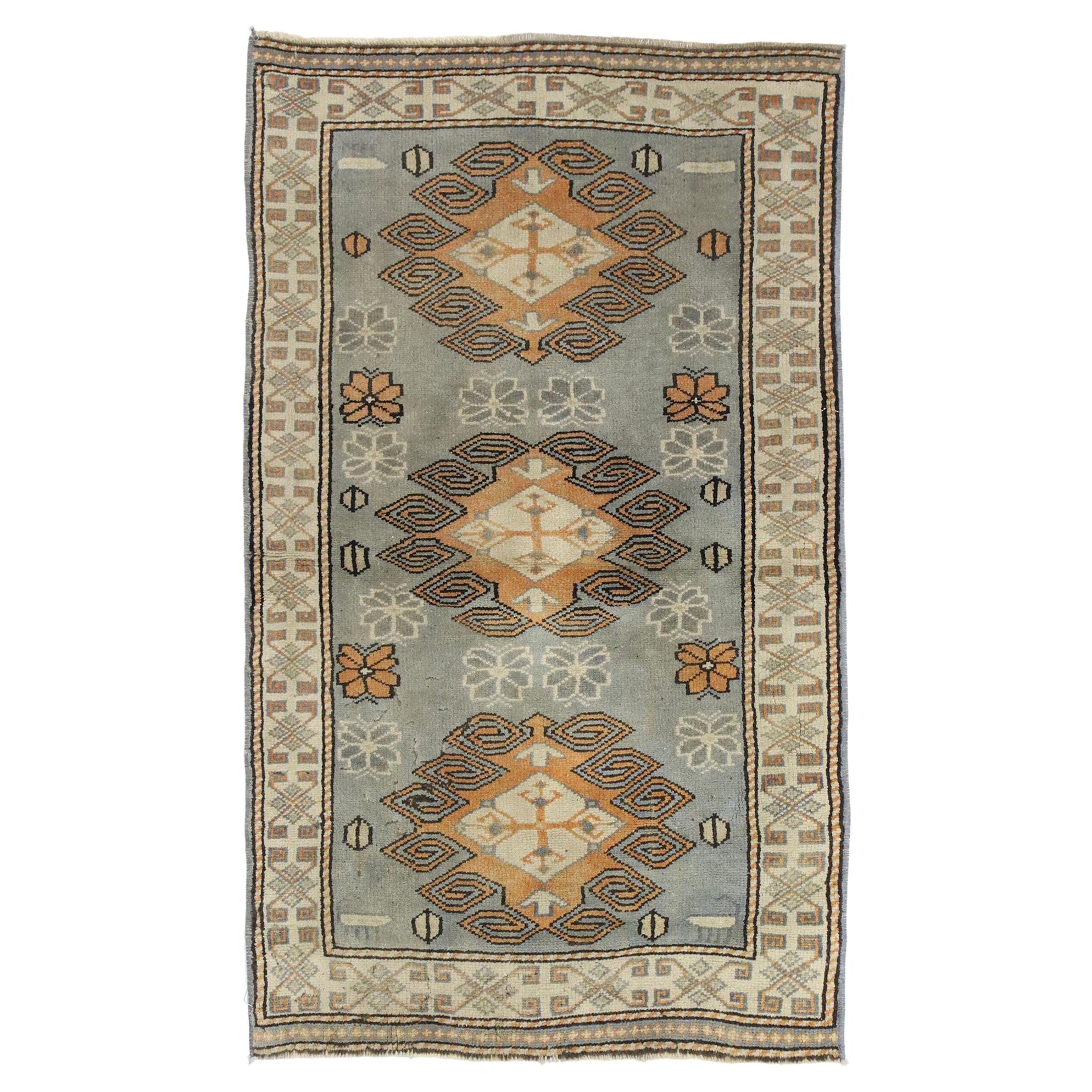 Vintage Turkish Oushak Rug with Artisan Belgian Style and Soft Colors