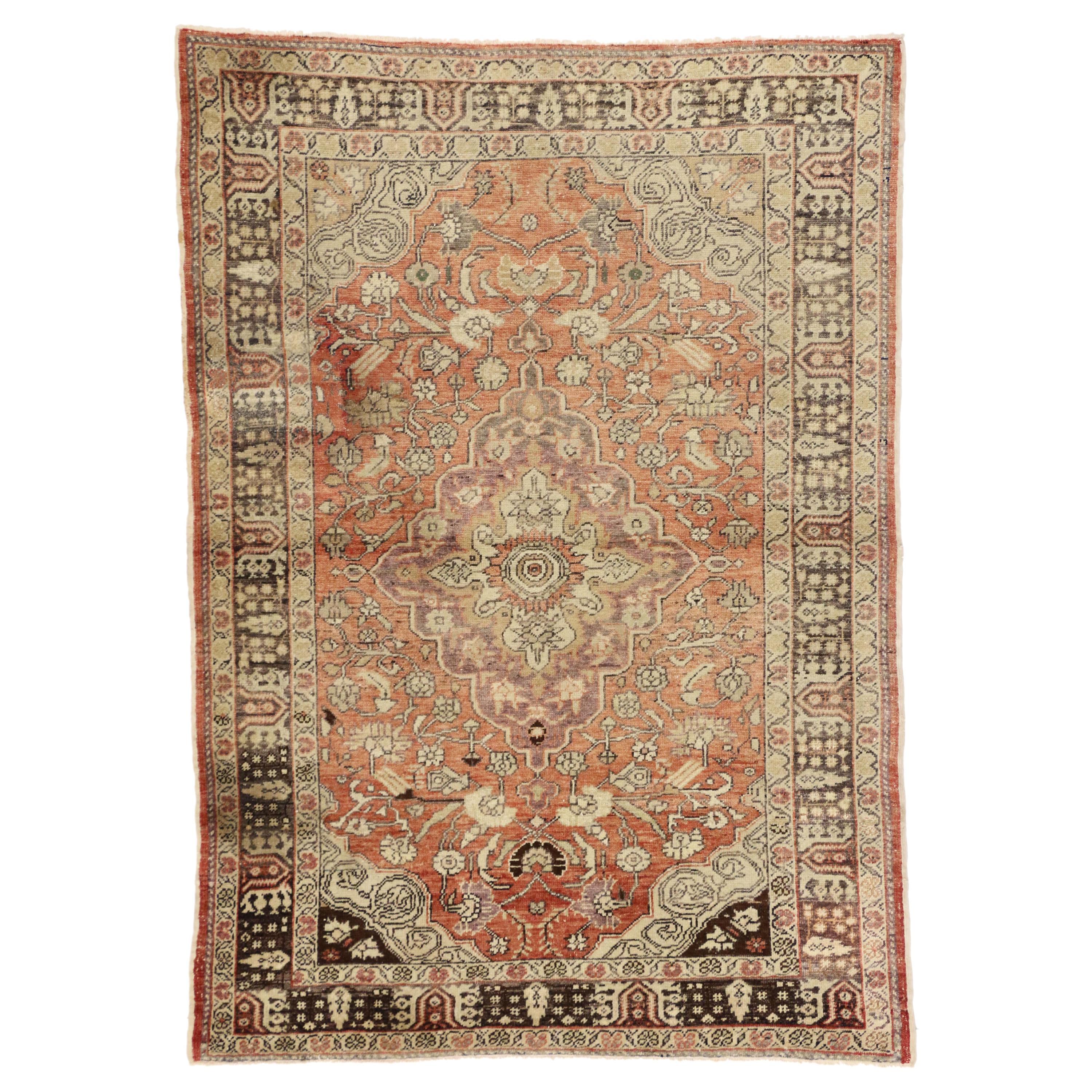 Vintage Turkish Oushak Rug with Artisan Rustic Style