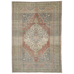 Retro Turkish Oushak Rug with Artisan and American Colonial Style