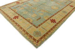Vintage Turkish Oushak Rug with Arts & Crafts Style