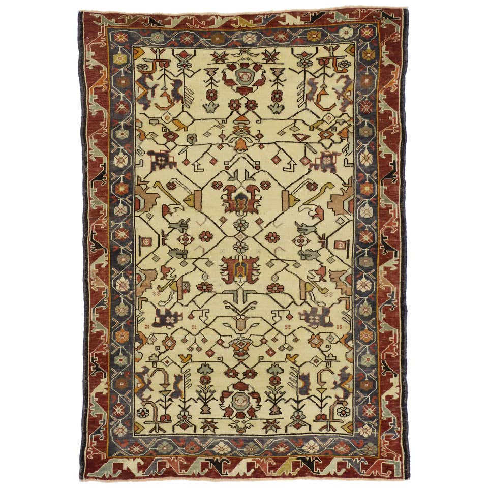 Vintage Turkish Oushak Rug with Arts and Crafts Style, Entry or Foyer ...