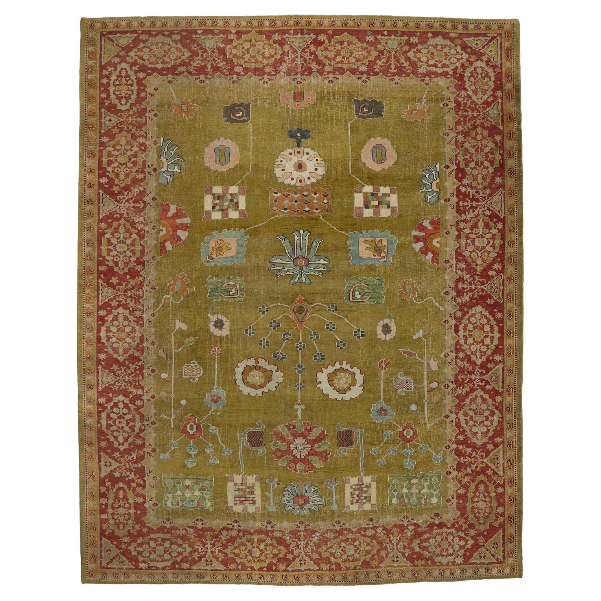 Türkischer Oushak-Teppich im Arts & Crafts-Stil, Vintage
