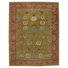 Retro Turkish Oushak Rug with Arts & Crafts Style