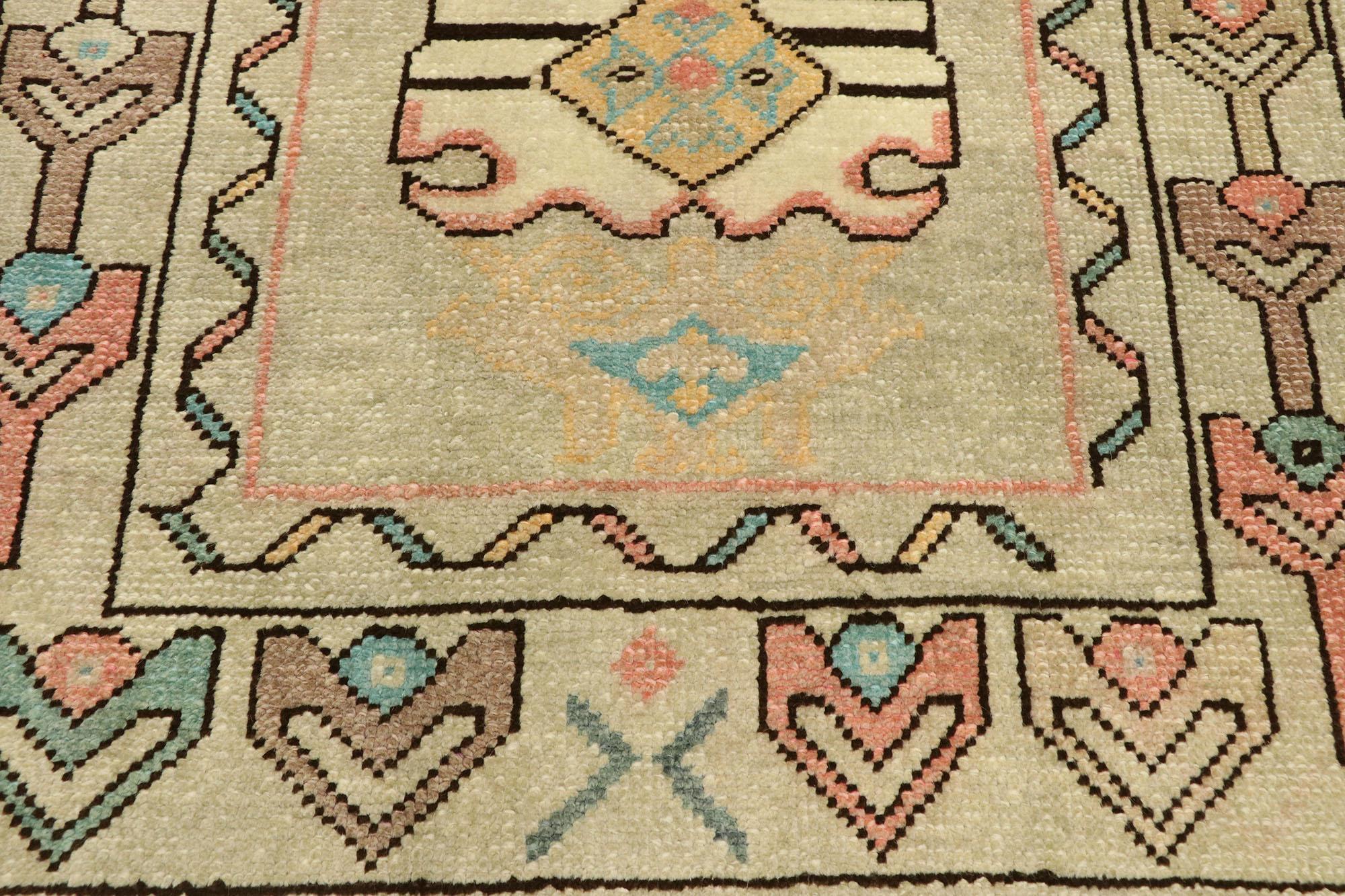 Vintage Turkish Oushak Rug with Bohemian Swedish Gustavian Farmhouse Style In Good Condition For Sale In Dallas, TX