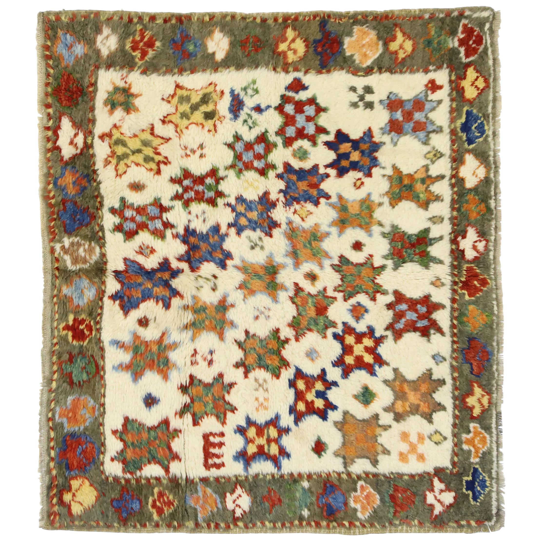 Türkischer Oushak-Teppich im Boho-Stil im Stammesstil