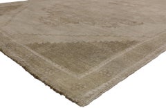 Vintage Turkish Oushak Rug with British Colonial Style and Neutral Colors