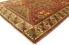 Vintage Turkish Oushak Rug with Bungalow Style
