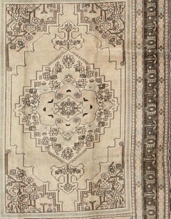 Vintage Turkish Oushak Rug with Center Medallion Design in Earthy Colors