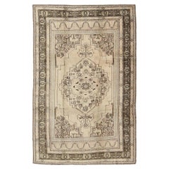 Vintage Turkish Oushak Rug with Center Medallion Design in Earthy Colors