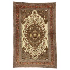 Vintage Turkish Oushak Rug with Central Medallion Design