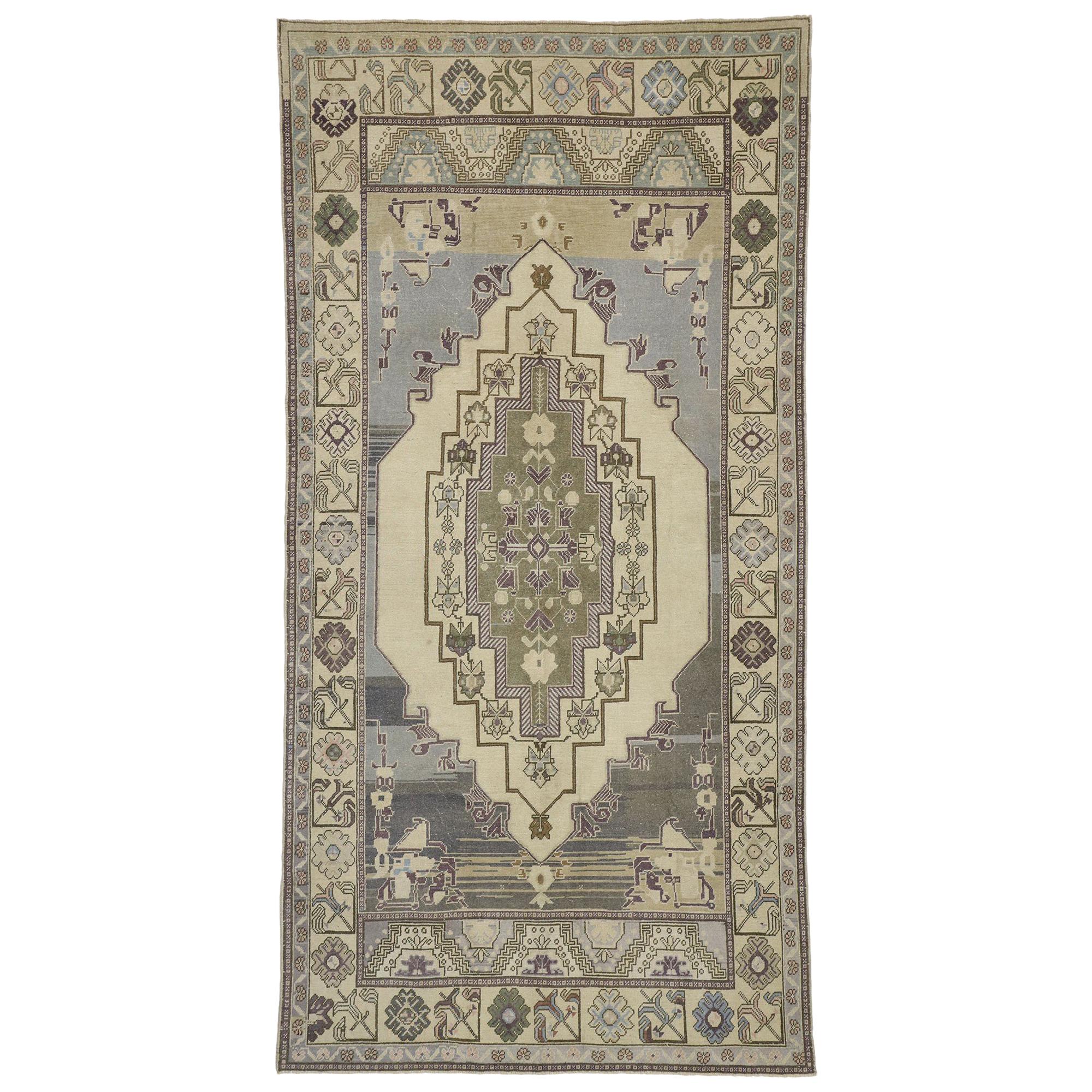 Alfombra turca vintage Oushak de estilo Cottage Shaker Style en venta