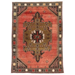Vintage Turkish Oushak Rug with Craftsman Art Deco Style