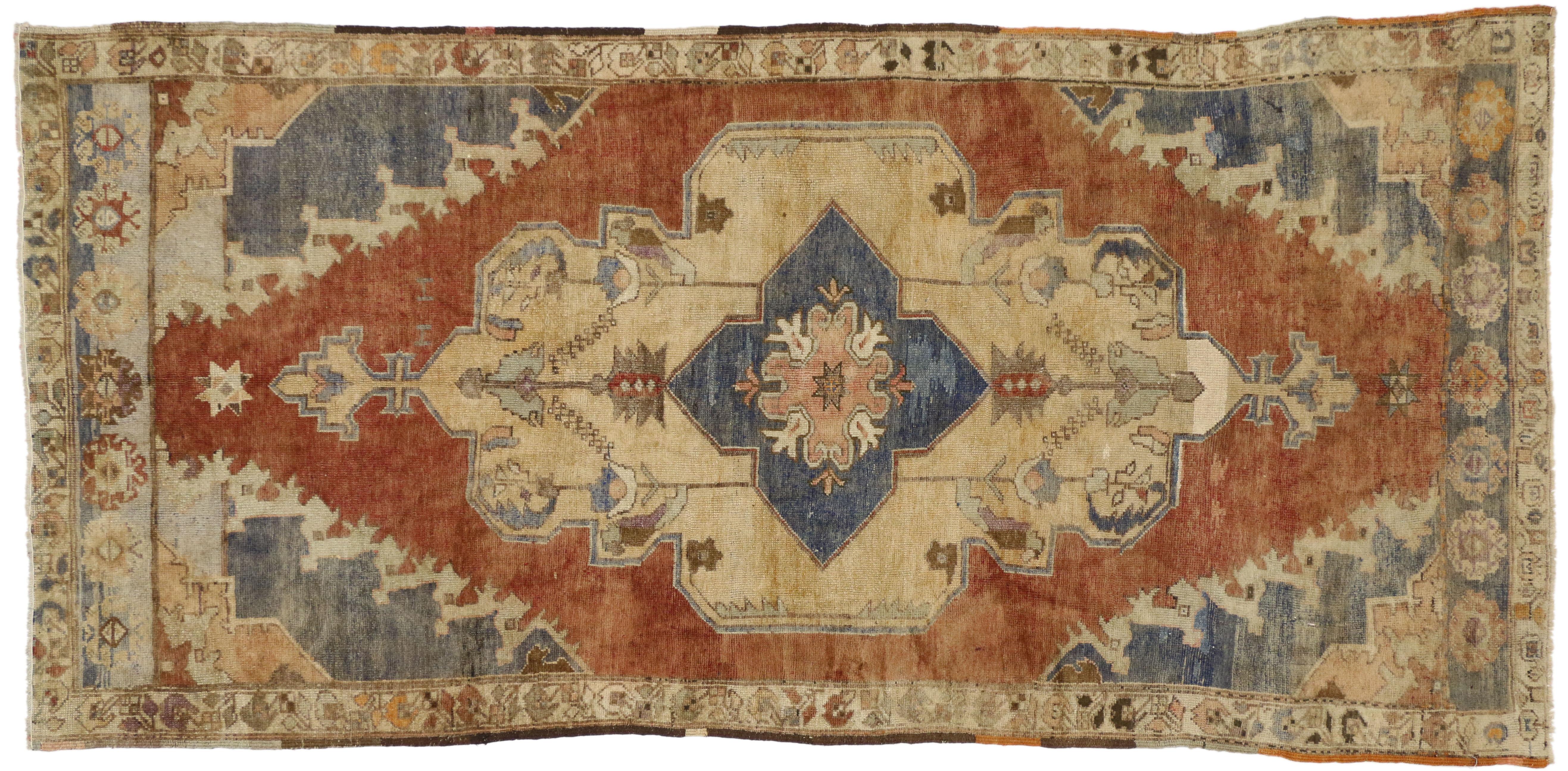 20th Century Vintage Turkish Oushak Rug, Craftsman Style Meets French Provincial  For Sale