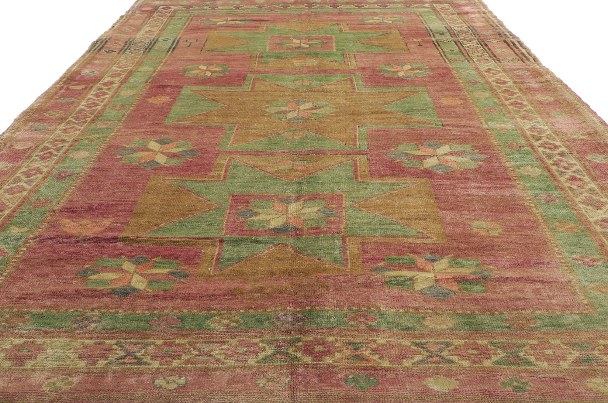 Vintage Turkish Oushak Rug In Good Condition For Sale In Dallas, TX