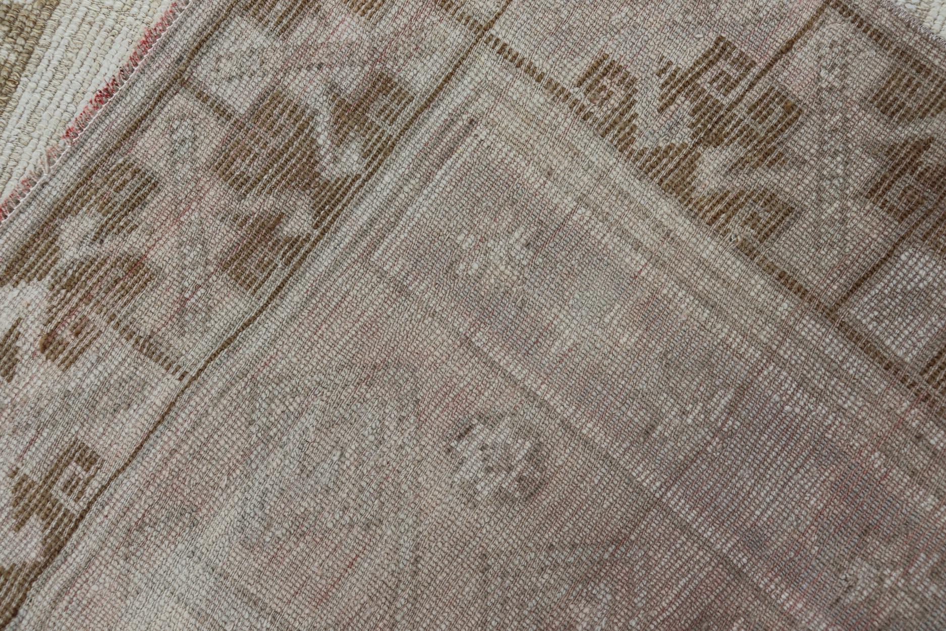 Vintage Turkish Oushak Rug with Cream and Taupe Accents 3'9
