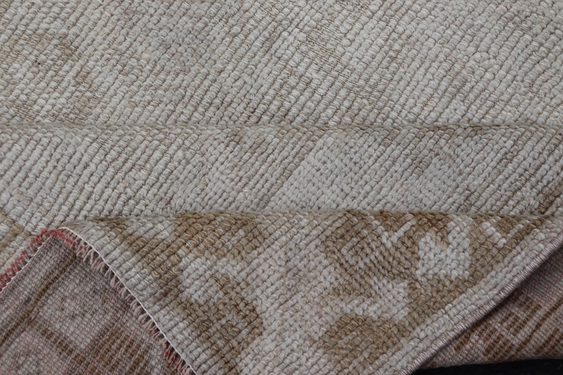 Vintage Turkish Oushak Rug with Cream and Taupe Accents 3'9