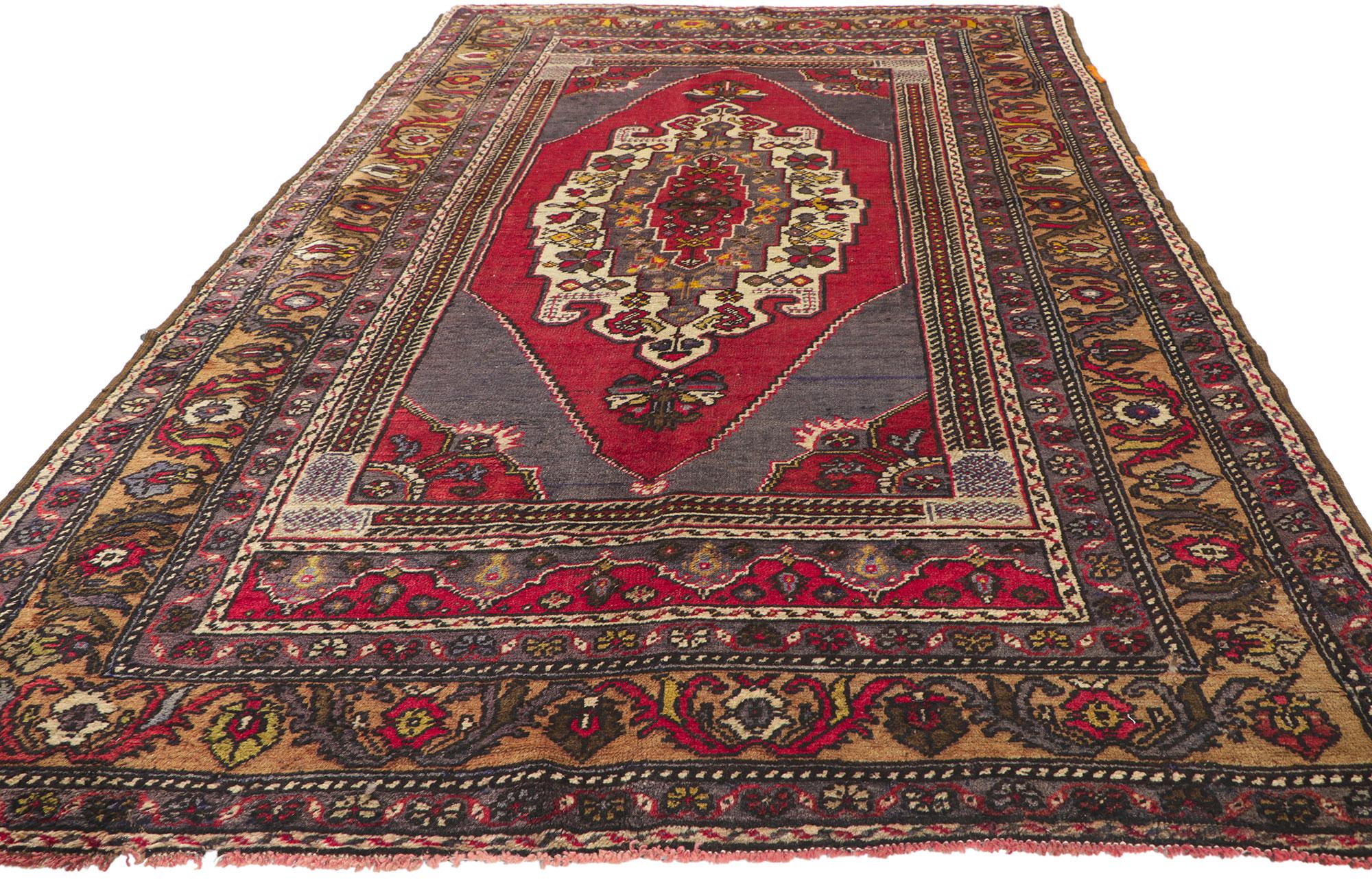 Hand-Knotted Vintage Turkish Oushak Rug with Dusk Sunset Earth-Tone Colors For Sale