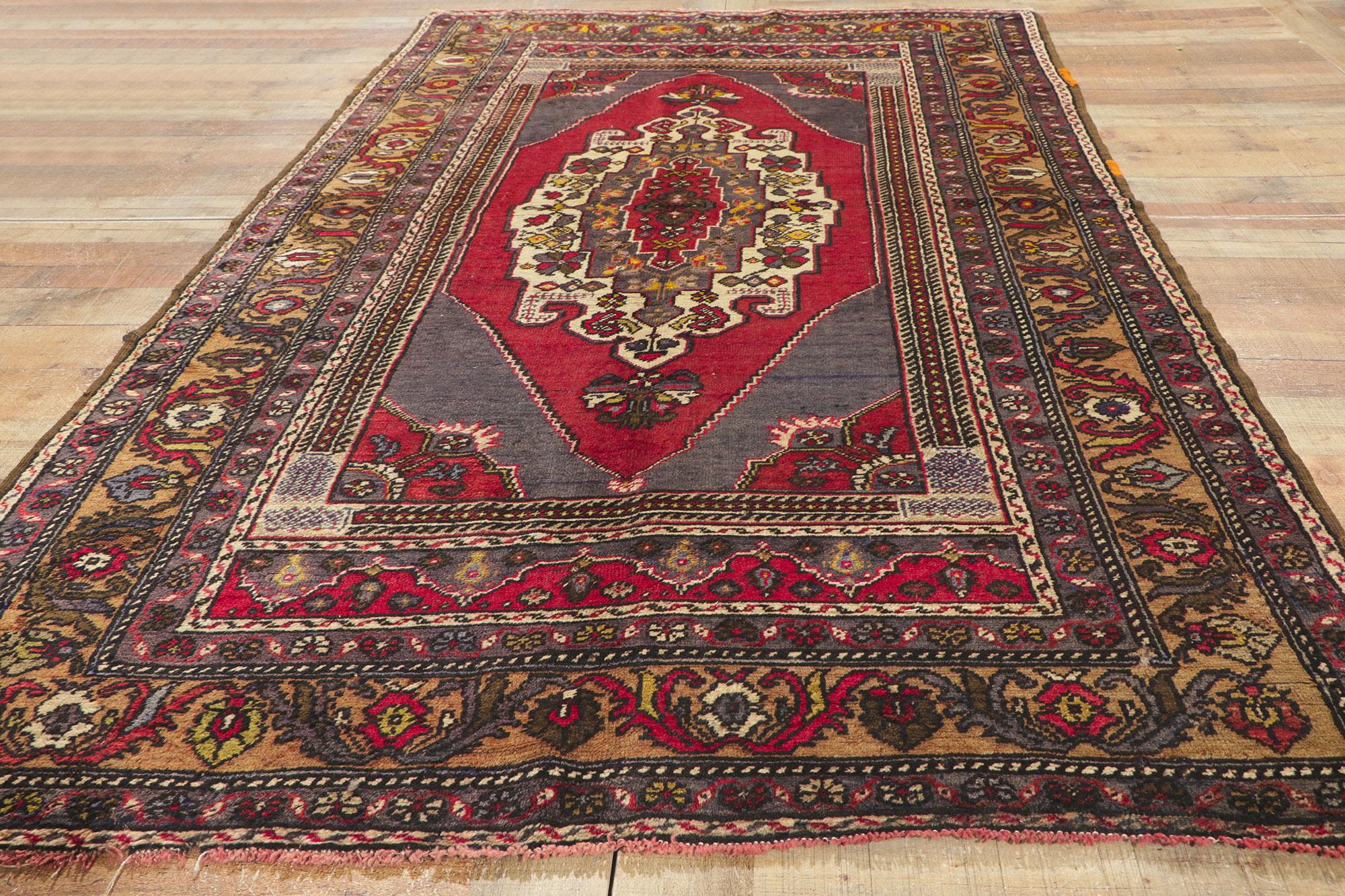 Vintage Turkish Oushak Rug with Dusk Sunset Earth-Tone Colors For Sale 2