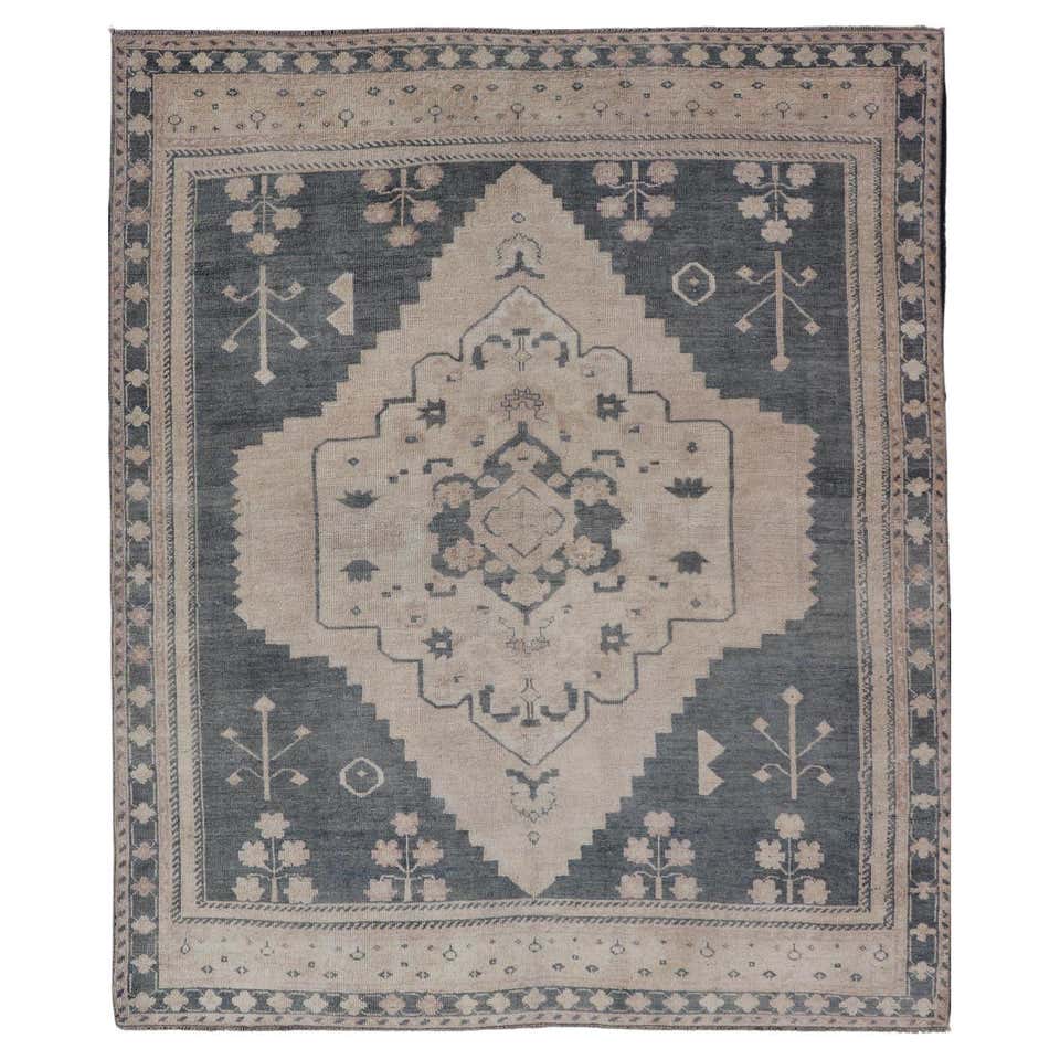 Pale Colored Vintage Turkish Oushak Rug in Gray, Taupe, Cream and Light ...