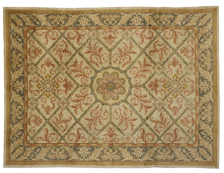 Elizabethan Rug Vintage Turkish Oushak Rug with Elizabethan Style and French Influence ...