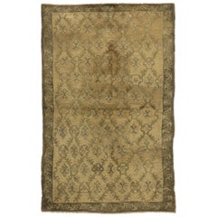 Vintage Turkish Oushak Rug with Empire Regency Style and Golden Colors