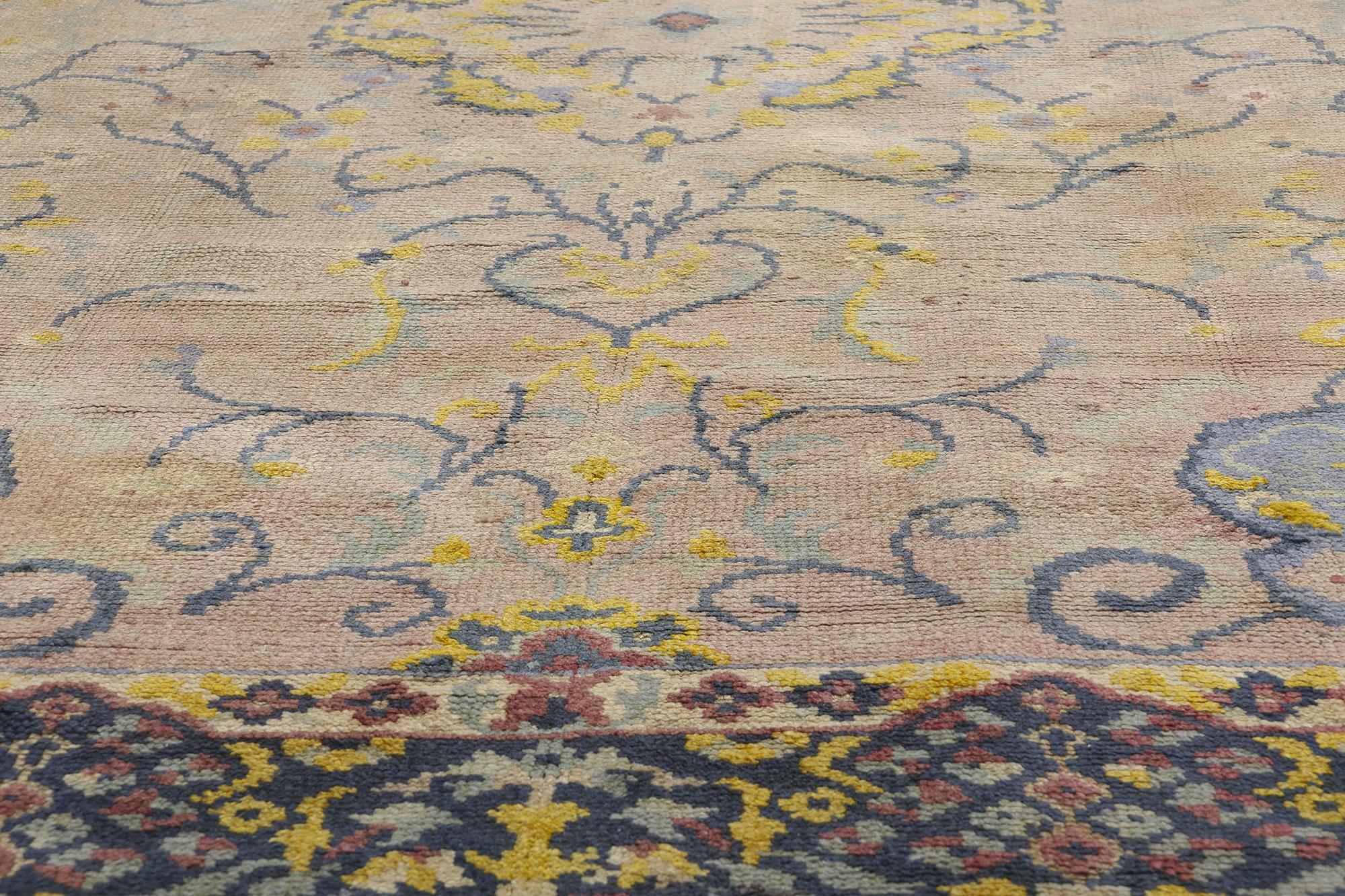 20th Century 1930's Turkish Oushak Carpet with Traditional Style For Sale
