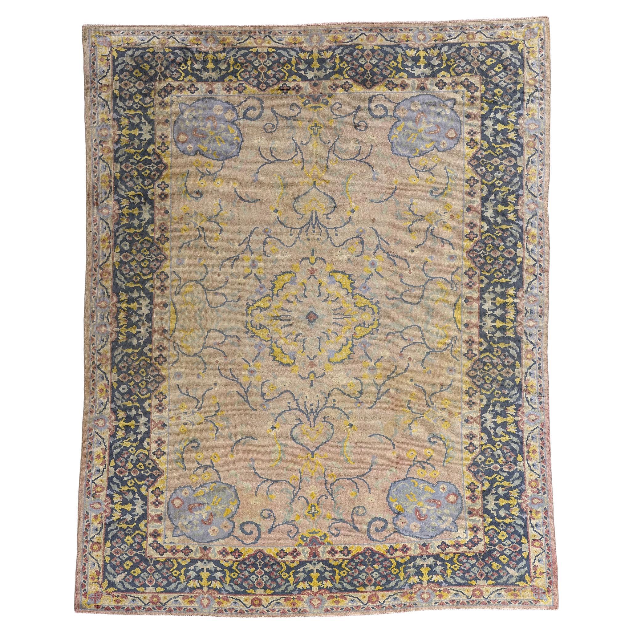 1930's Turkish Oushak Carpet with Traditional Style