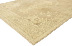 Vintage Turkish Oushak Rug with Feminine Shaker Style