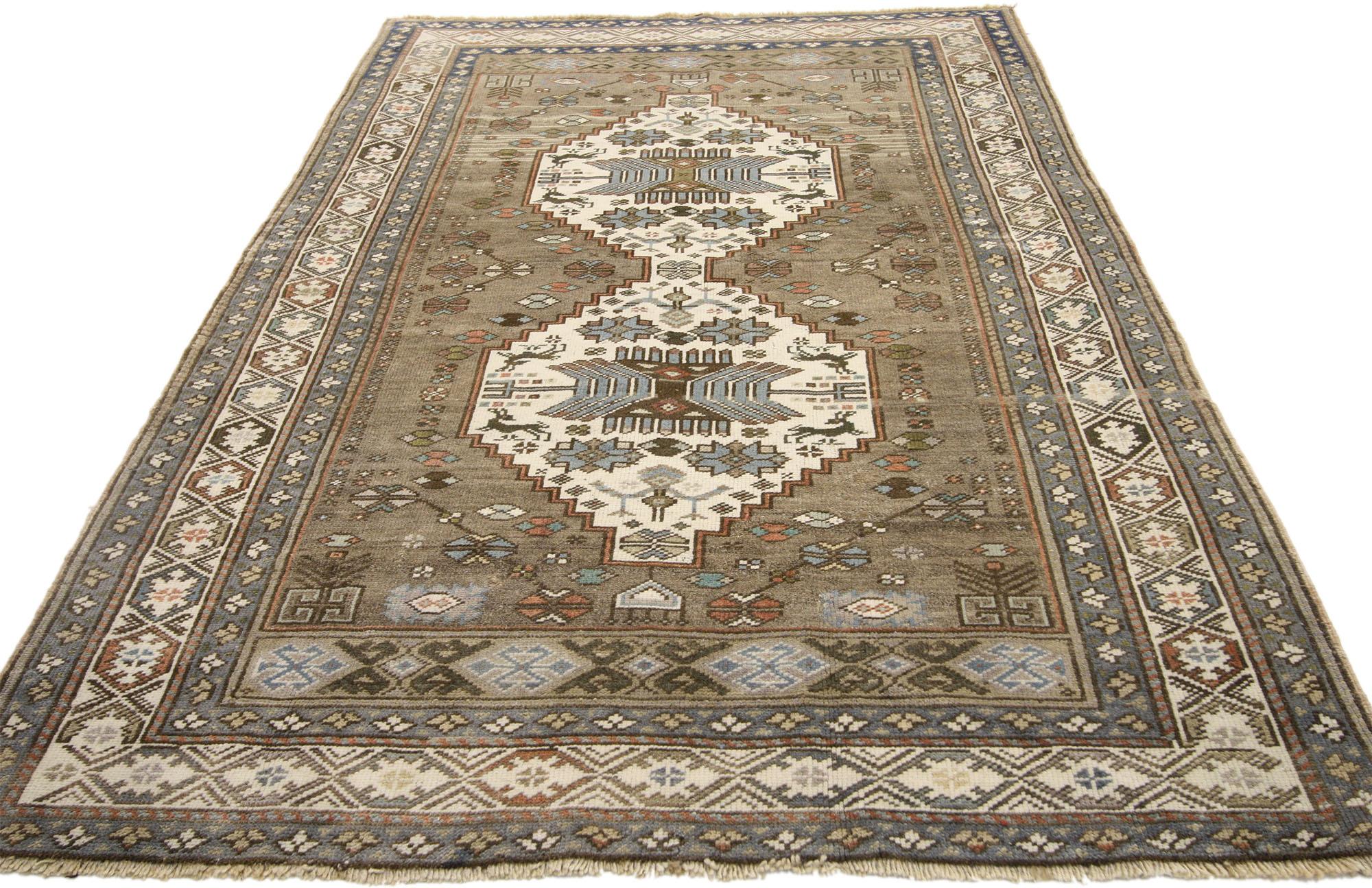 Vintage Turkish Oushak Rug with French Country Tribal Style For Sale 4
