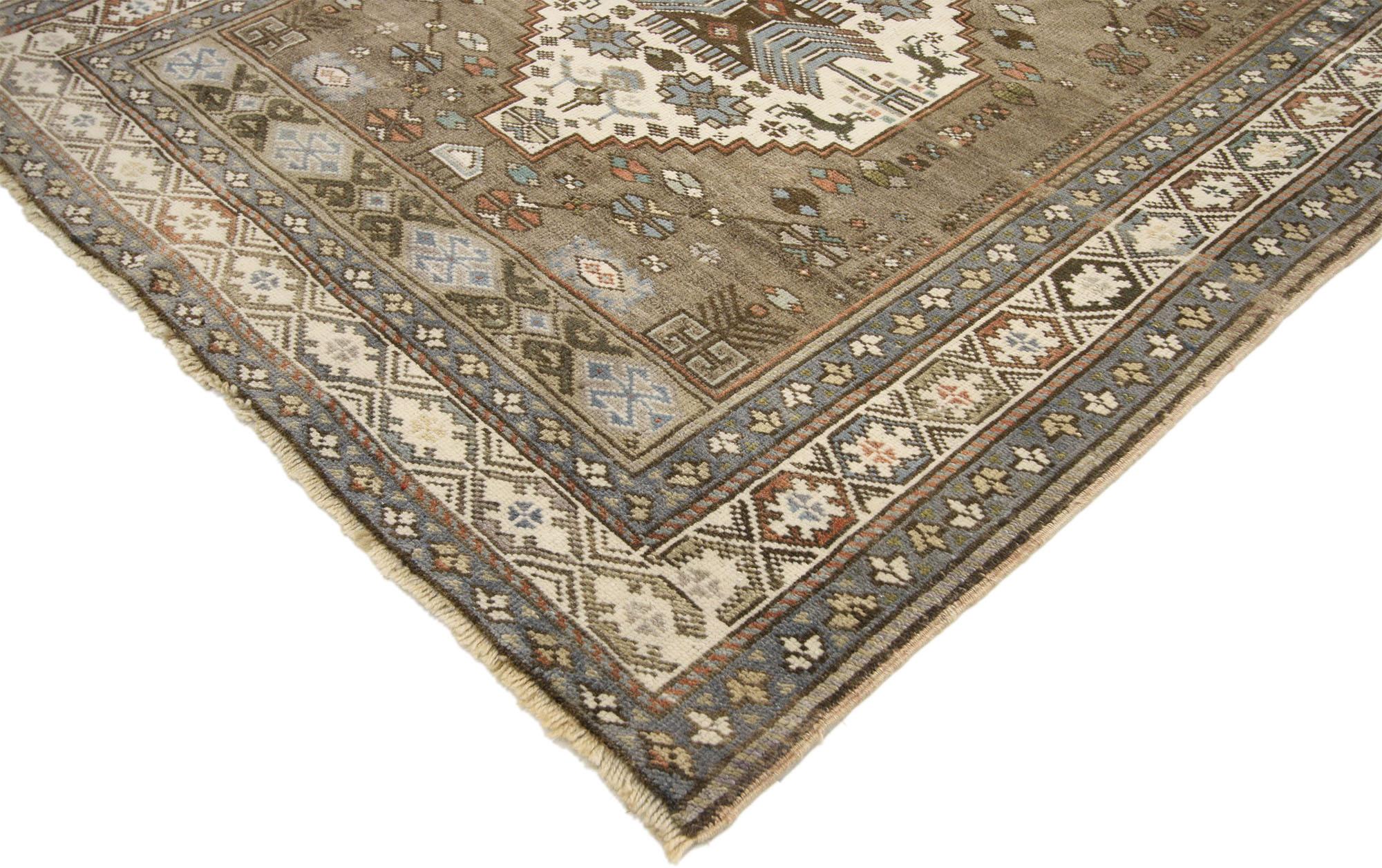 Vintage Turkish Oushak Rug with French Country Tribal Style For Sale 3