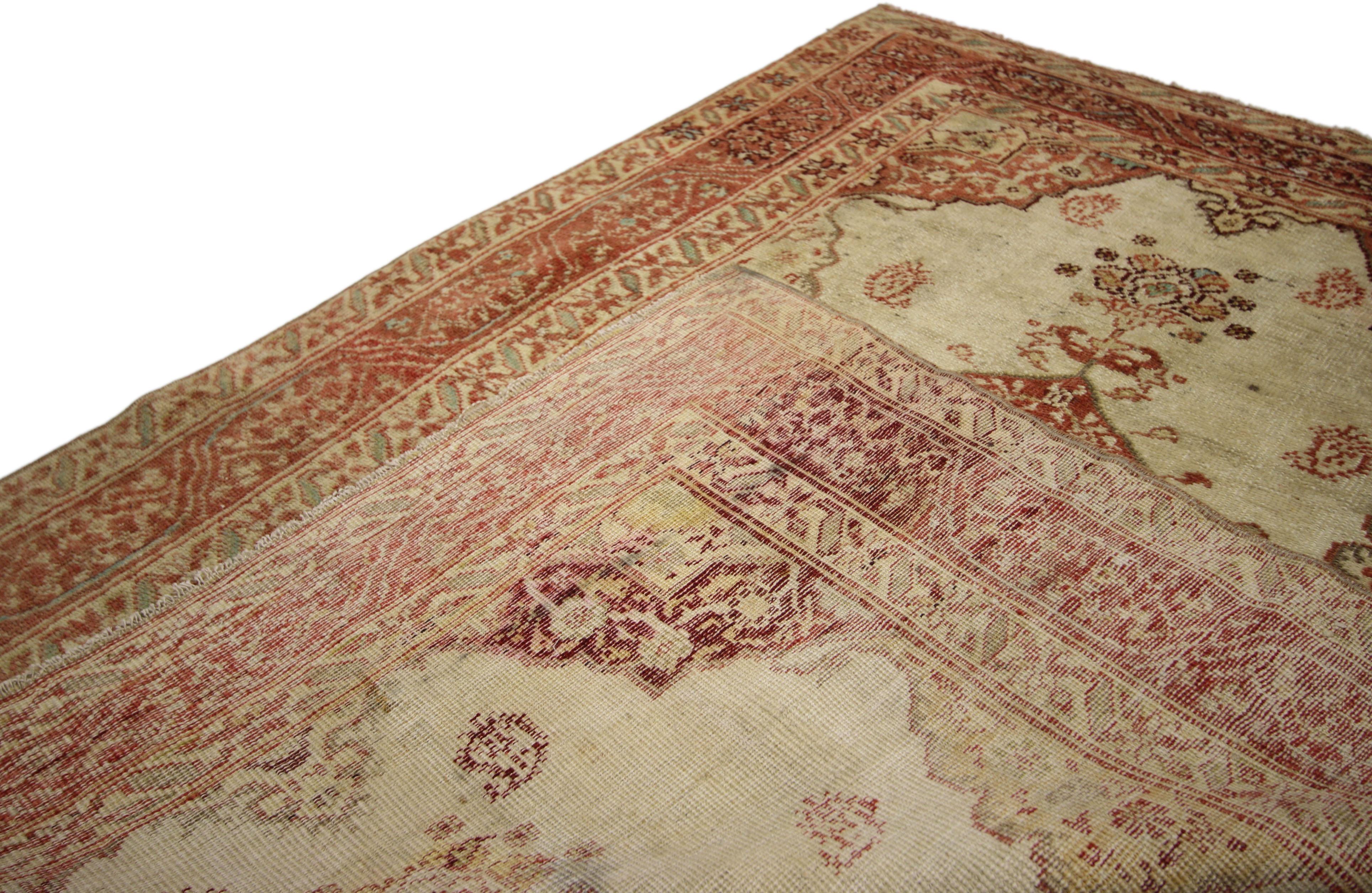 20th Century Vintage Turkish Oushak Rug with French Rococo Style For Sale